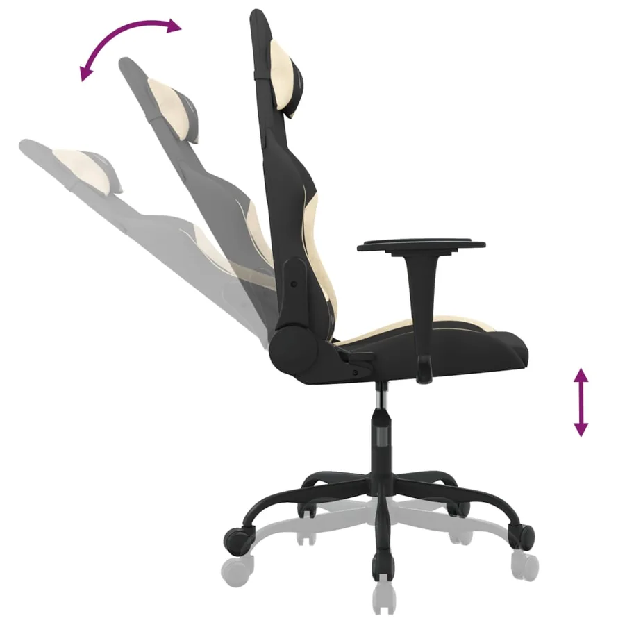 Chaise de jeu avec repose-pied Noir et crème Tissu - 7