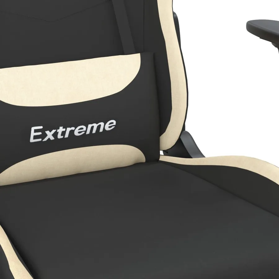 Chaise de jeu avec repose-pied Noir et crème Tissu - 9