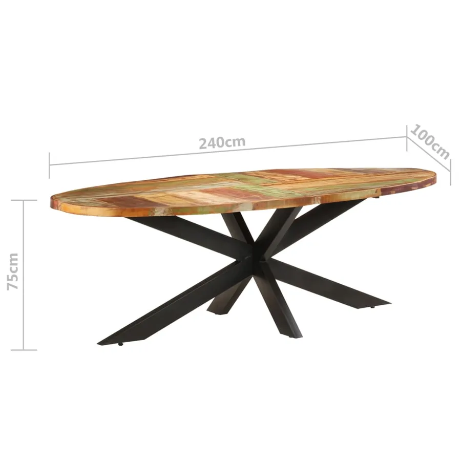 Table à dîner 240x100x75 cm Bois de récupération solide - 11