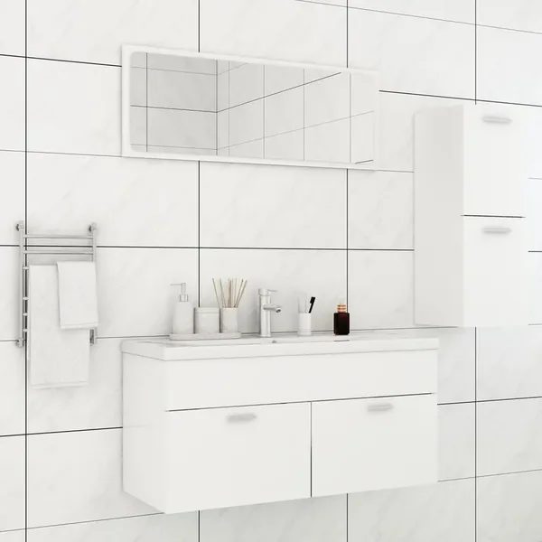 Ensemble de meubles de salle de bain Blanc Aggloméré