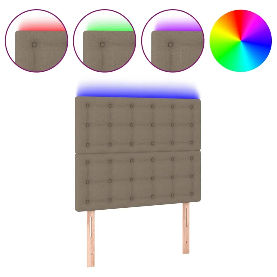 Tête de lit à LED Taupe 80x5x118/128 cm Tissu - 2