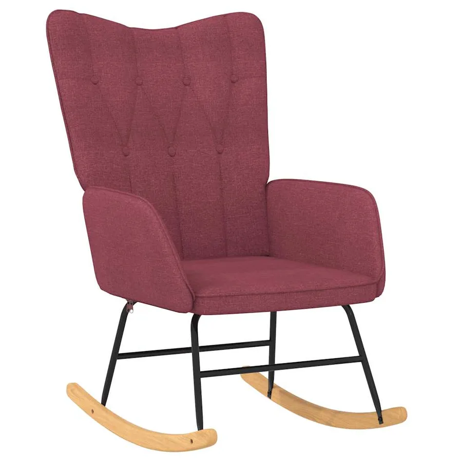 Chaise à bascule avec tabouret Rouge bordeaux Tissu - 6