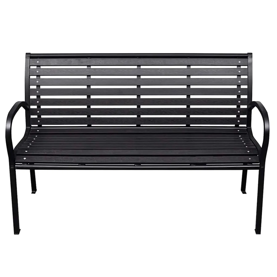 Banc de jardin Noir 116 cm Acier et WPC - 2
