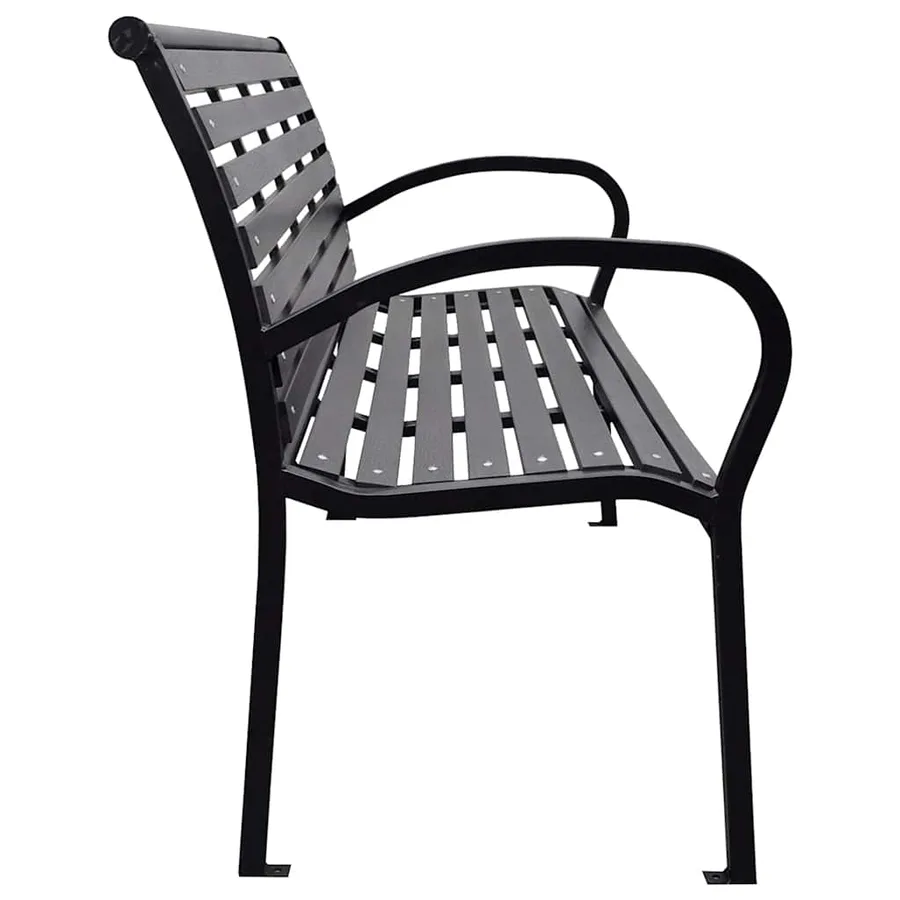 Banc de jardin Noir 116 cm Acier et WPC - 3