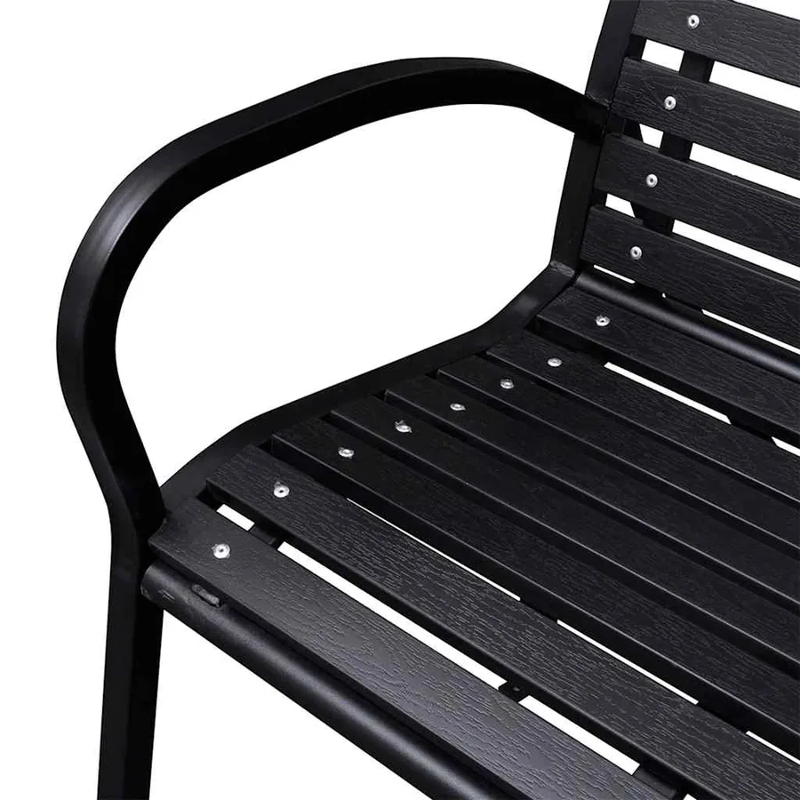 Banc de jardin Noir 116 cm Acier et WPC - 4