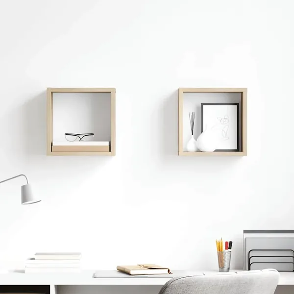 Étagères cube murales 2 pcs Chêne sonoma 26x15x26 cm