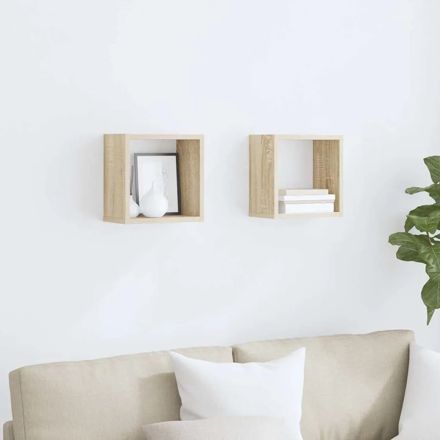 Étagères cube murales 2 pcs Chêne sonoma 26x15x26 cm - 3