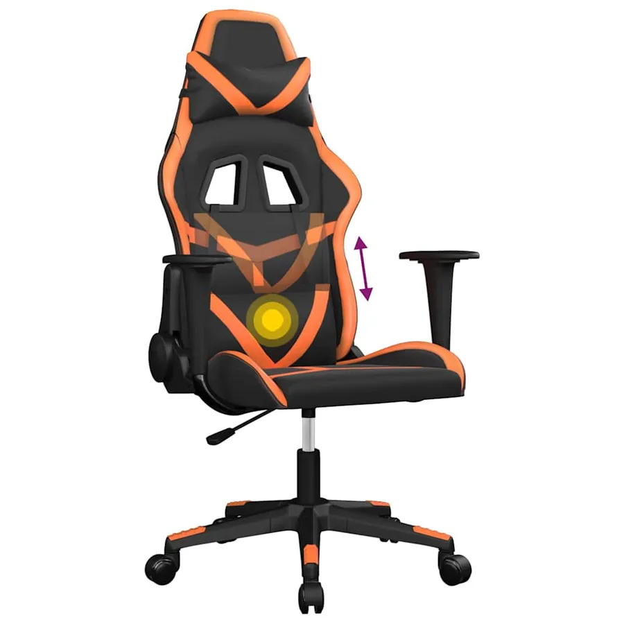Chaise de jeu de massage Noir et orange Similicuir - 6