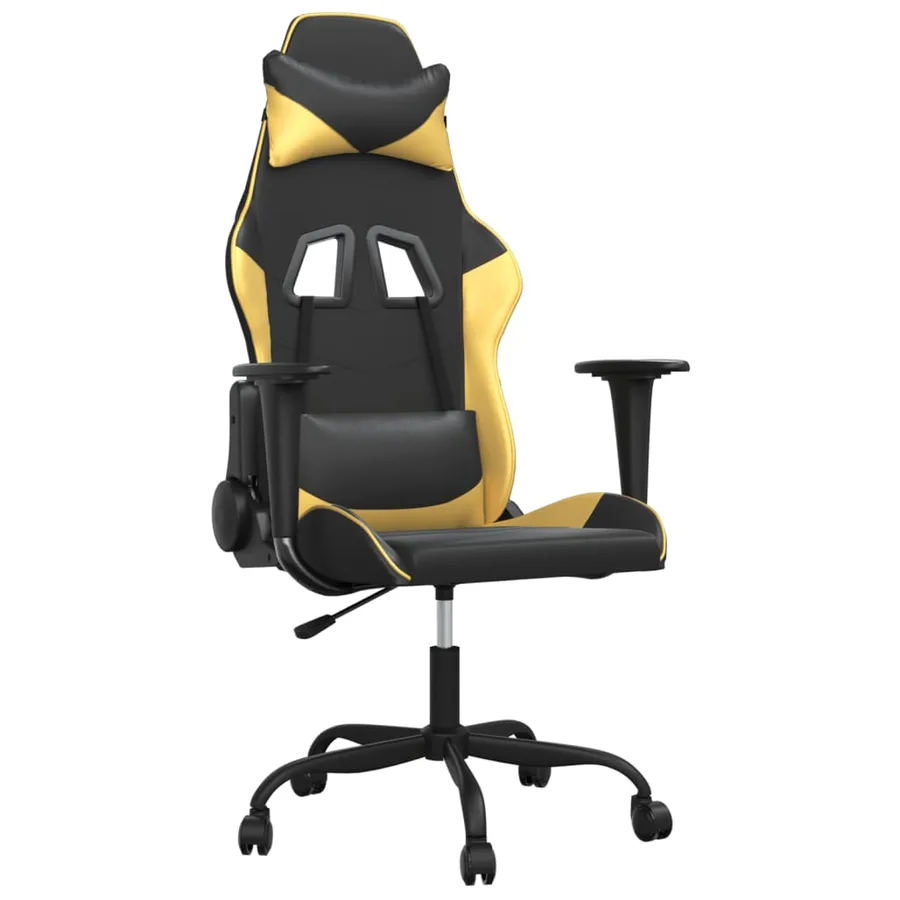Chaise de jeu de massage Noir et doré Similicuir - 2