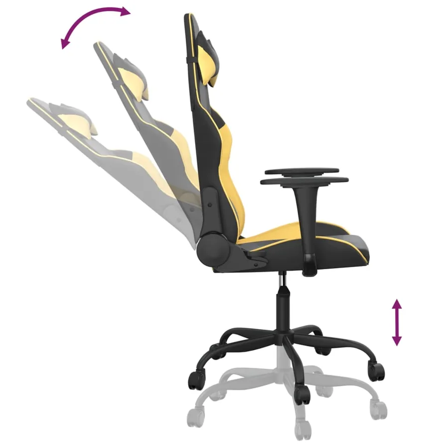 Chaise de jeu de massage Noir et doré Similicuir - 6