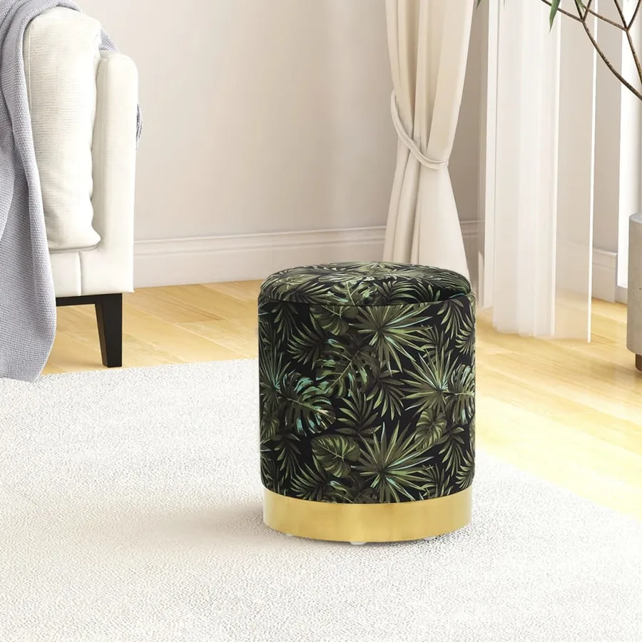 Tabouret de rangement rond Multicolore Tissu 31 x 37 cm