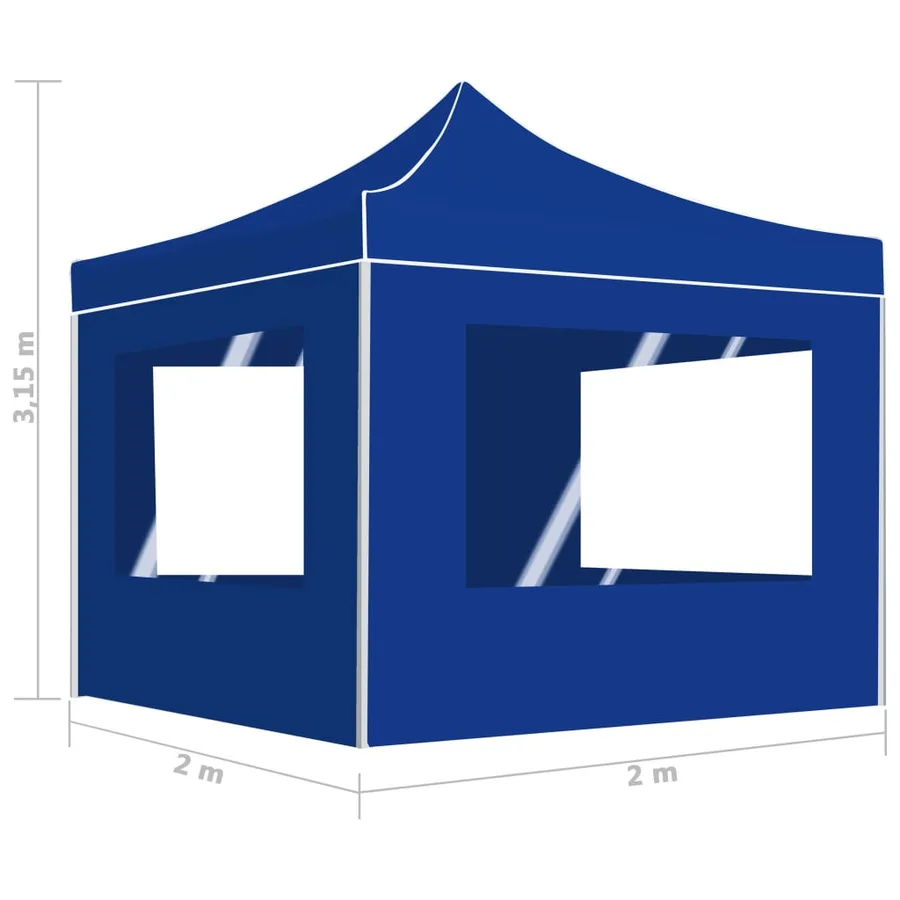 Tente de réception pliable avec parois Aluminium 2x2 m Bleu - 9