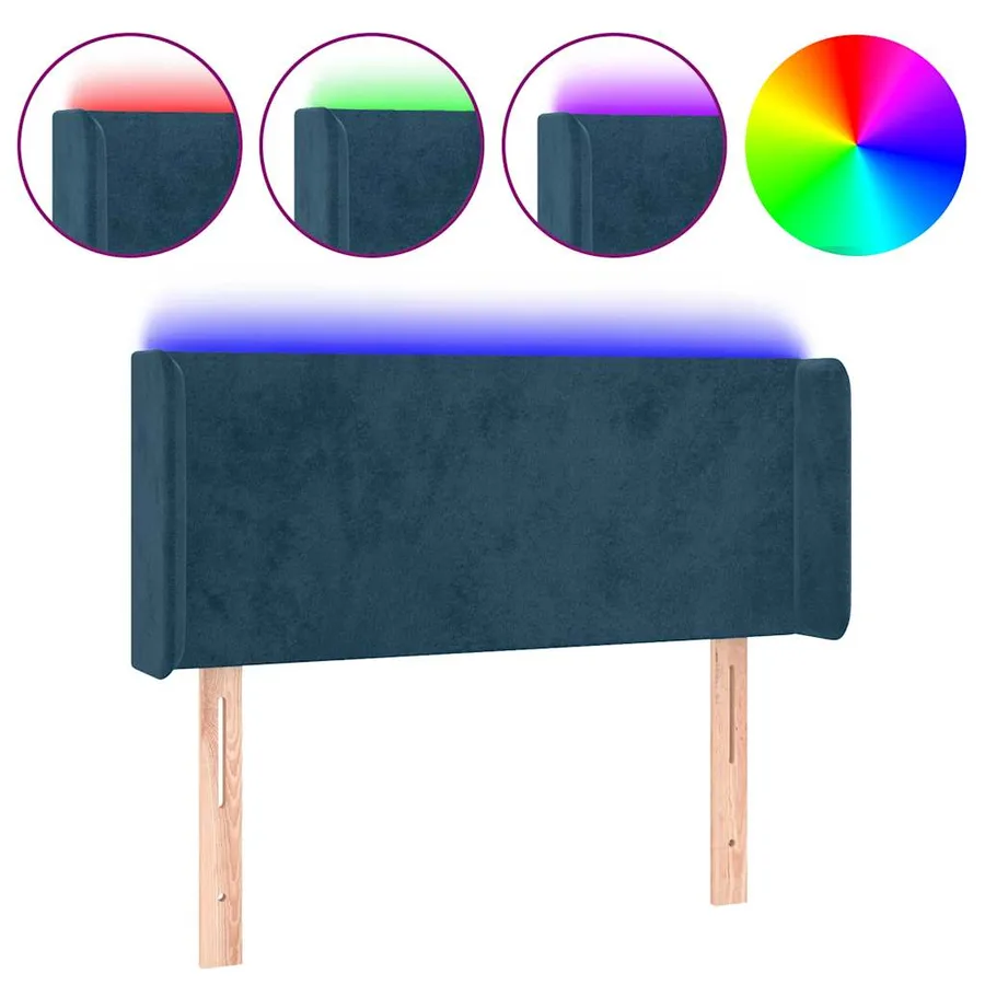 Tête de lit à LED Bleu foncé 83x16x78/88 cm Velours - 2