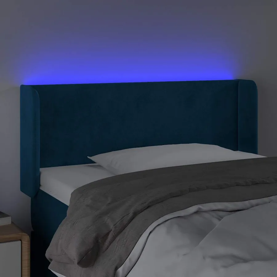 Tête de lit à LED Bleu foncé 83x16x78/88 cm Velours - 4