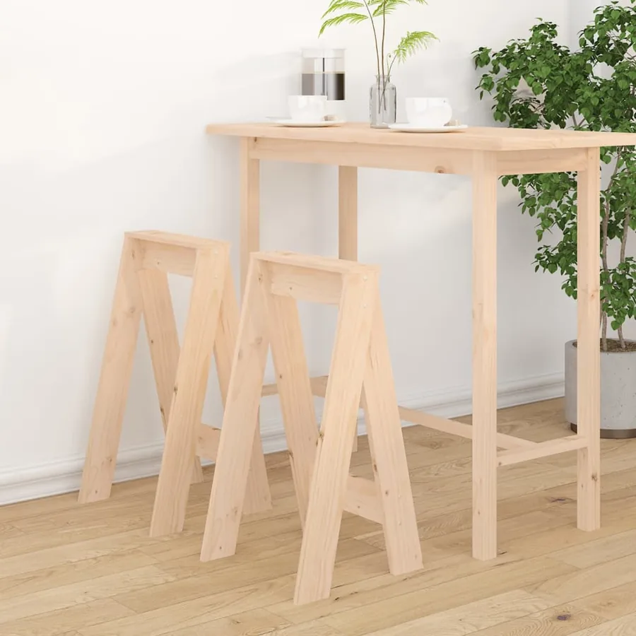 Tabourets lot de 2 40x40x75 cm bois massif de pin