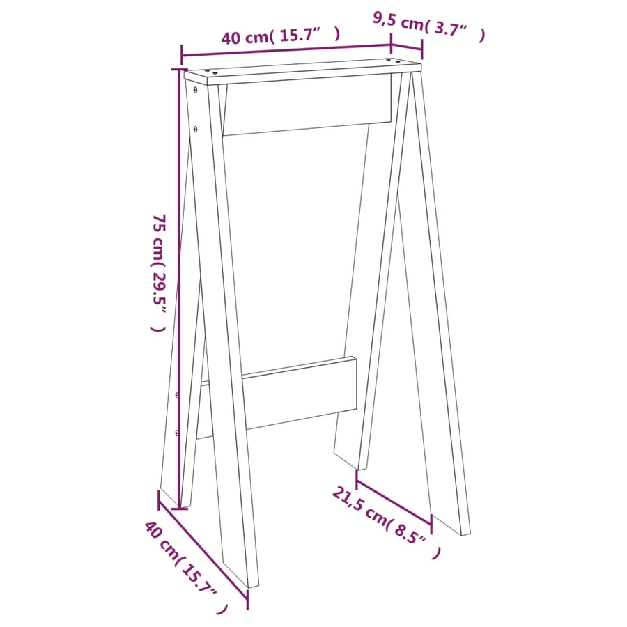 Tabourets lot de 2 40x40x75 cm bois massif de pin - 9
