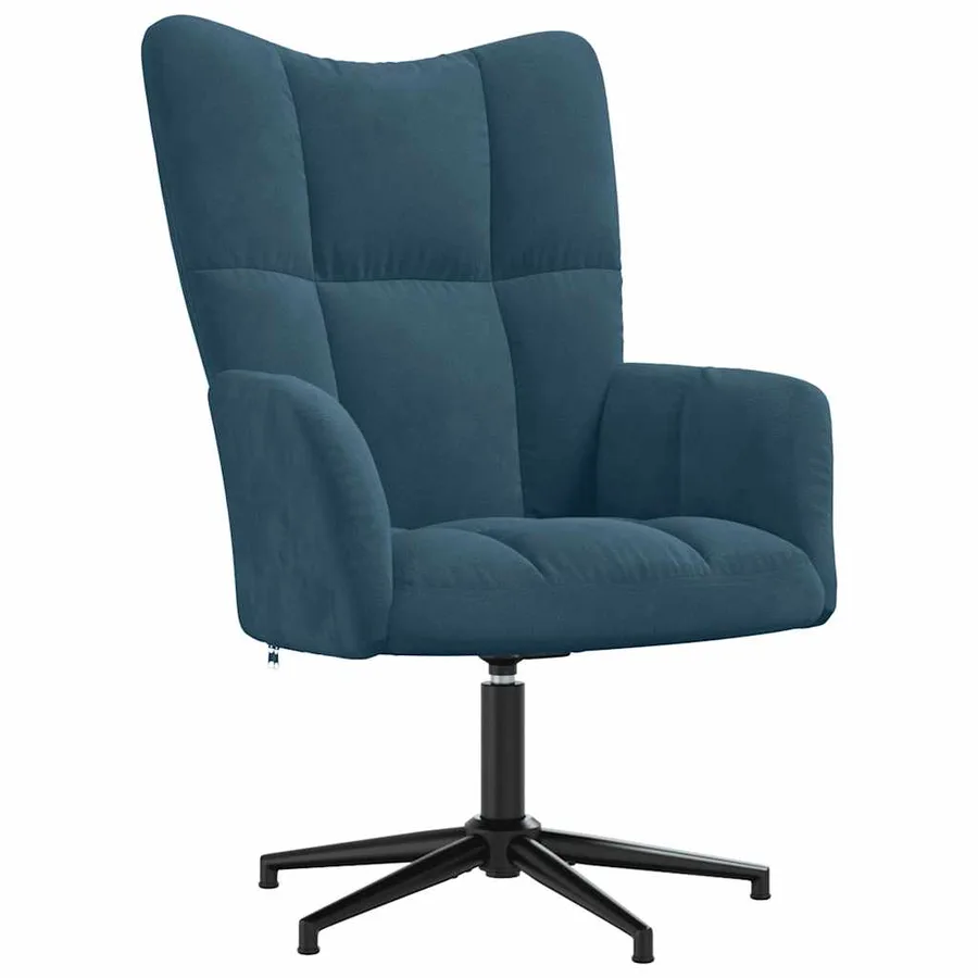 Chaise de relaxation avec tabouret Bleu Velours - 6