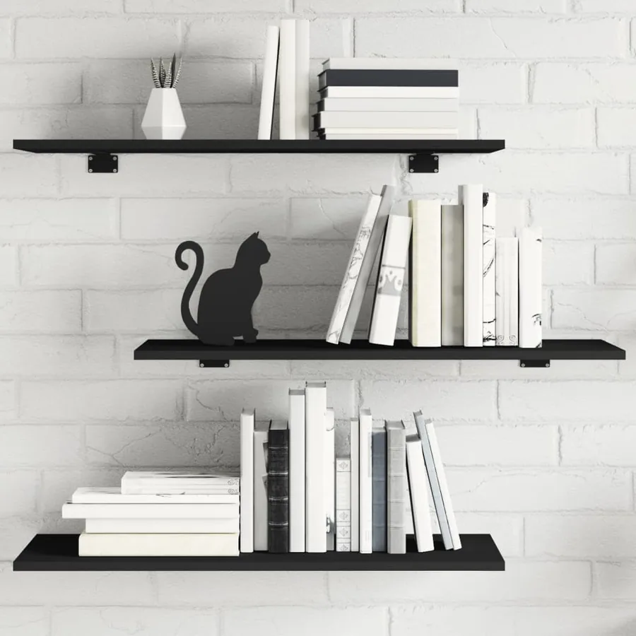 Panneaux de bibliothèque 4 pcs Noir 80x30x1,5 cm Aggloméré