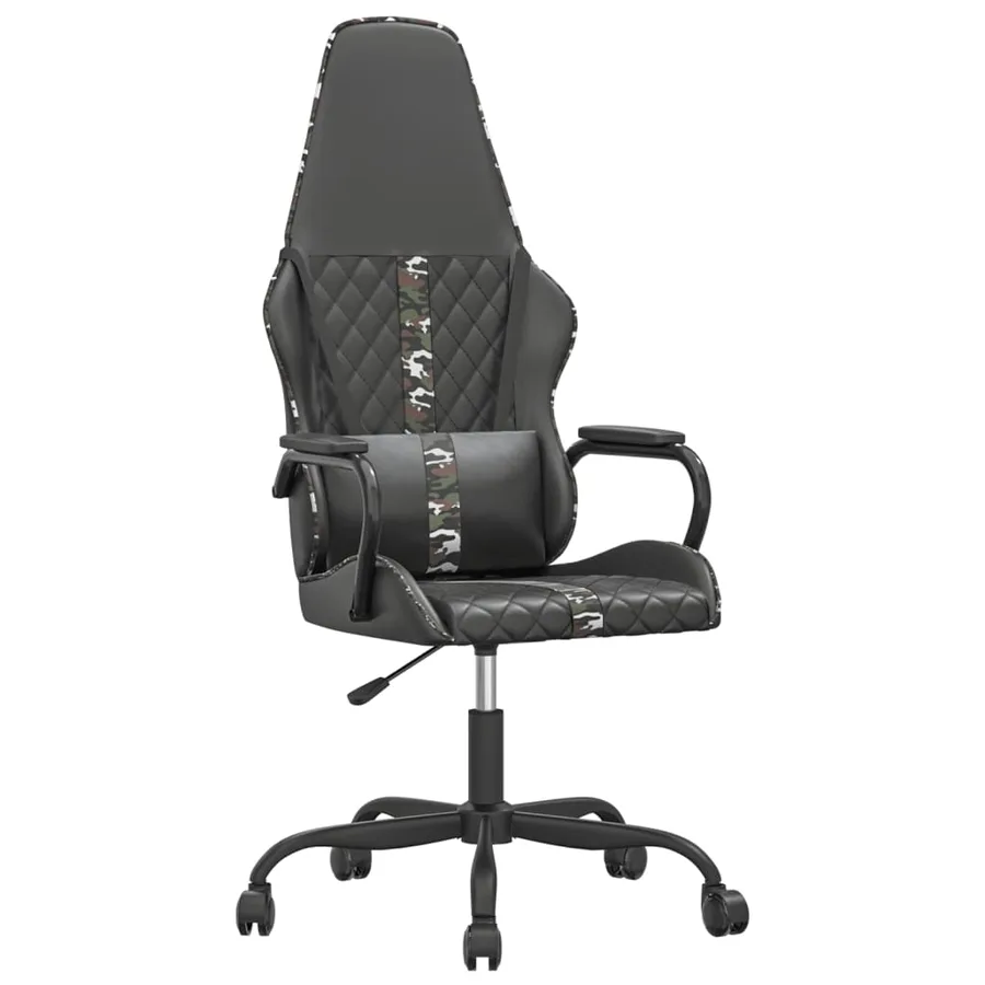 Chaise de jeu de massage camouflage et noir similicuir - 2