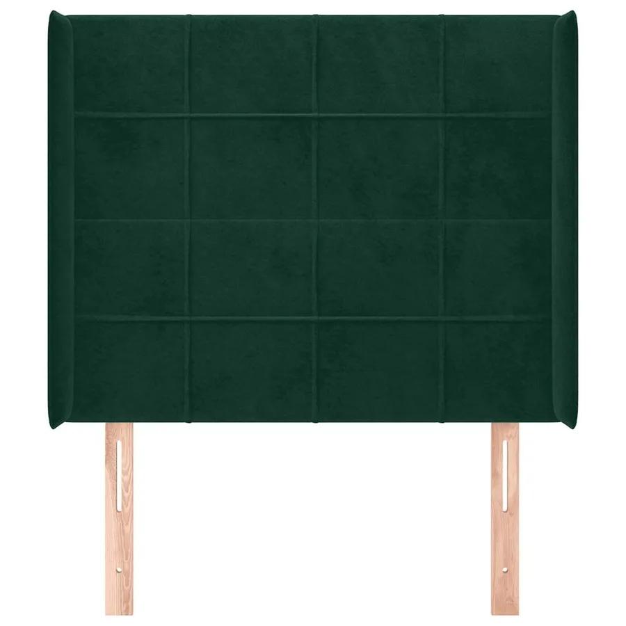 Tête de lit avec oreilles Vert foncé 93x16x118/128 cm Velours - 3