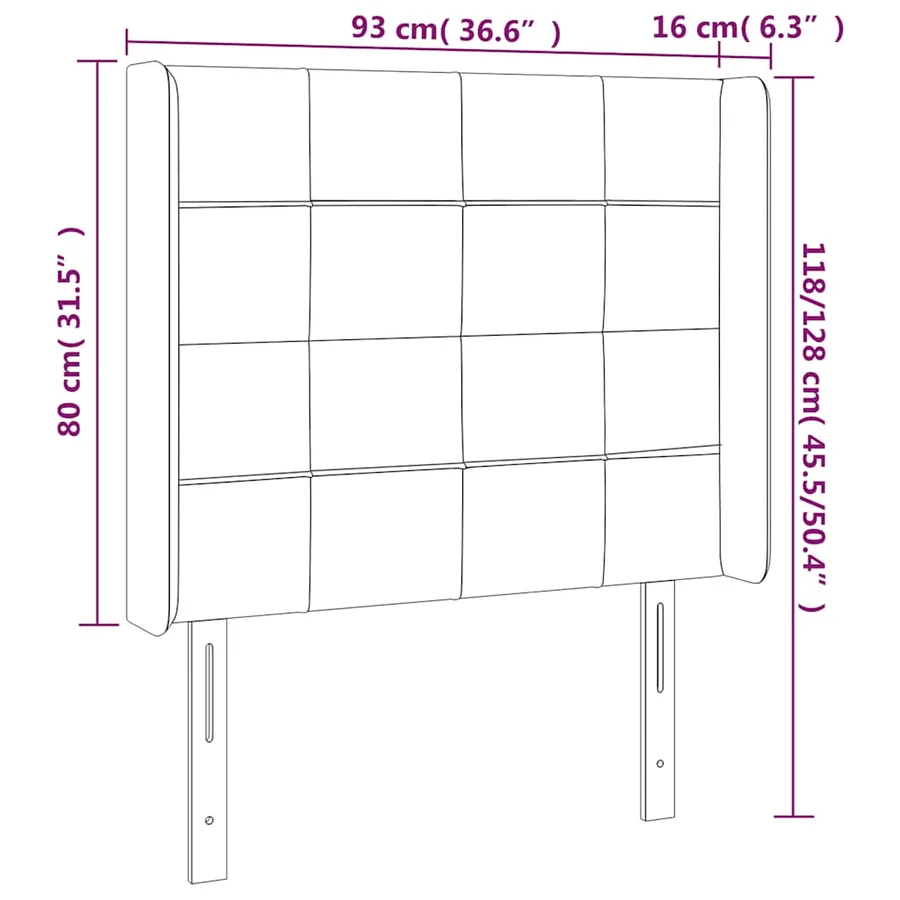 Tête de lit avec oreilles Vert foncé 93x16x118/128 cm Velours - 7