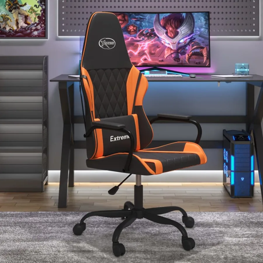 Chaise de jeu Noir et orange Similicuir