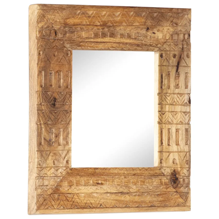Miroir sculpté à la main 50x50x2,5 cm bois de manguier solide - 8