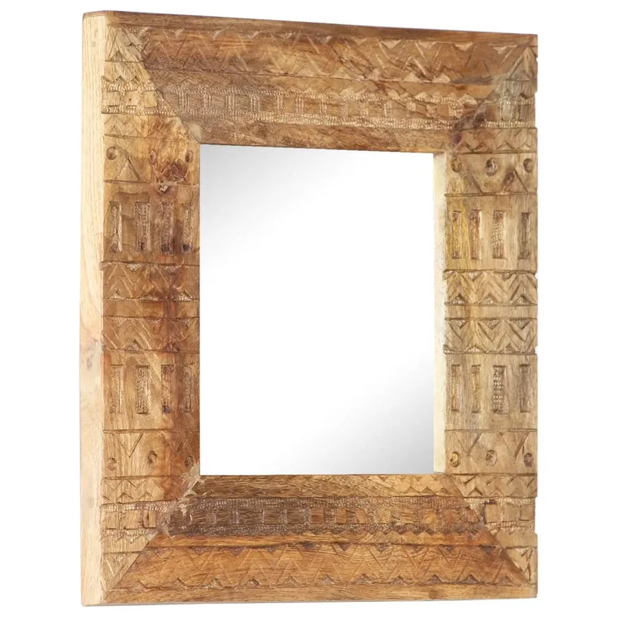 Miroir sculpté à la main 50x50x2,5 cm bois de manguier solide - 9