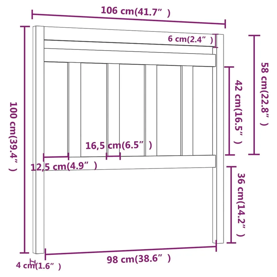 Tête de lit Blanc 106x4x100 cm Bois massif de pin - 5