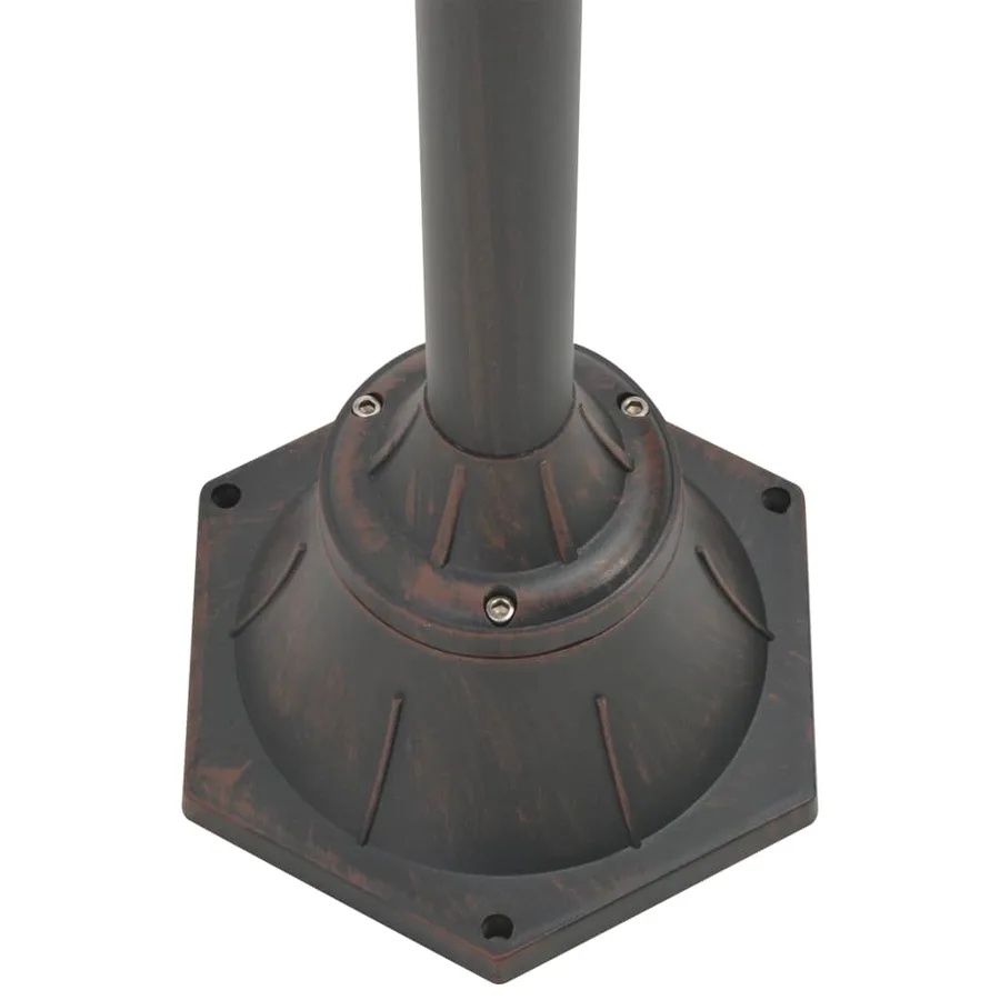 Lampadaire de jardin E27 220 cm Aluminium 2 lanternes Bronze - 4