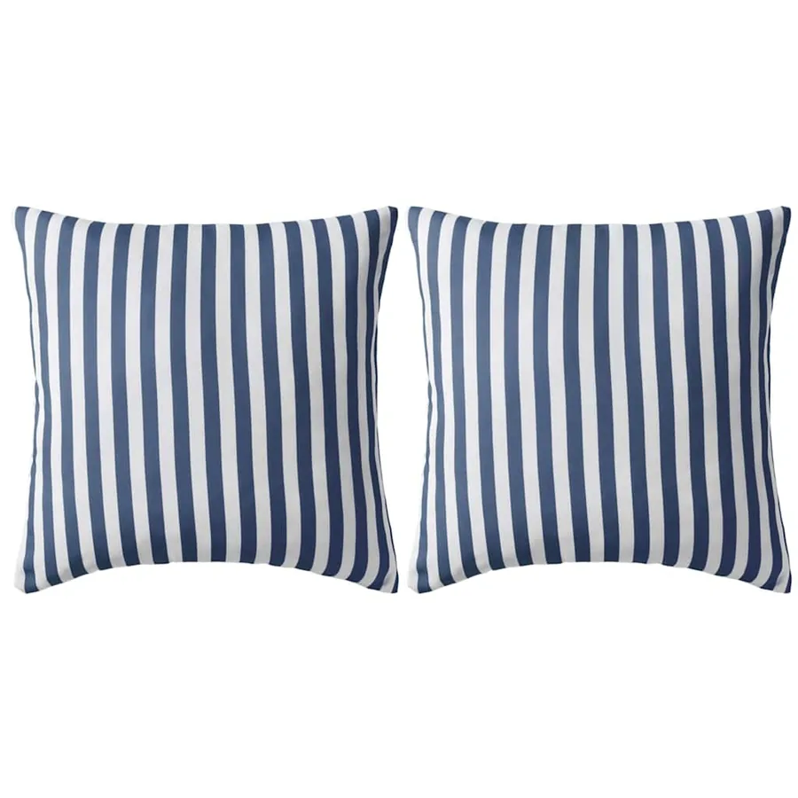 Oreiller d'extérieur lot de 2 Impression rayure 45 x 45 cm Bleu