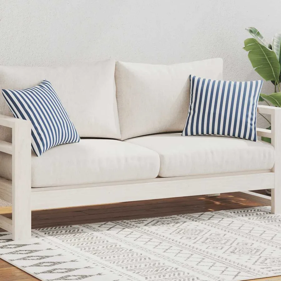 Oreiller d'extérieur lot de 2 Impression rayure 45 x 45 cm Bleu - 2