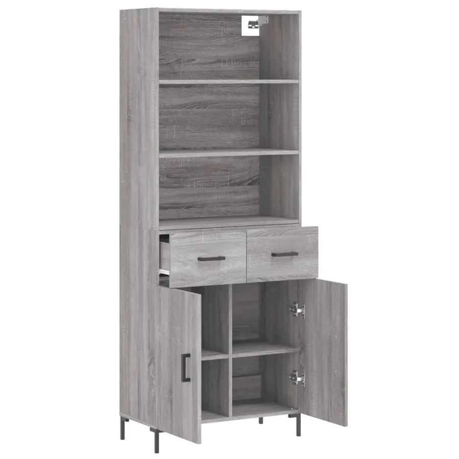 Buffet haut Sonoma gris 69,5x34x180 cm Bois d'ingénierie - 4