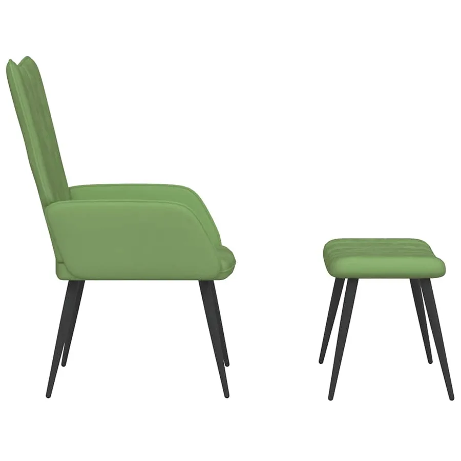 Chaise de relaxation avec tabouret Vert clair Velours - 4
