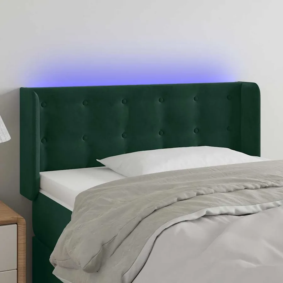 Tête de lit à LED Vert foncé 83x16x78/88 cm Velours