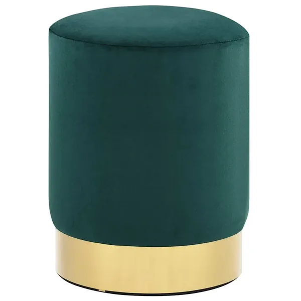 Tabouret Vert foncé et doré Velours 28 x 36 cm