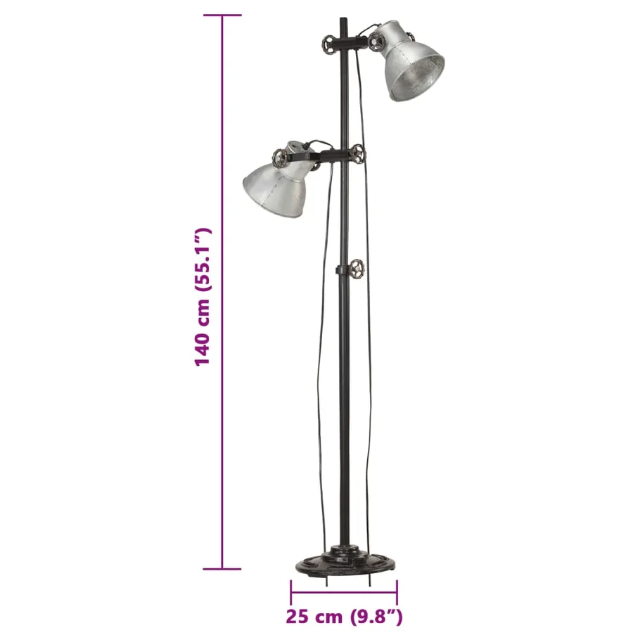 Lampadaire avec 2 abat-jour Argenté E27 Fonte - 11