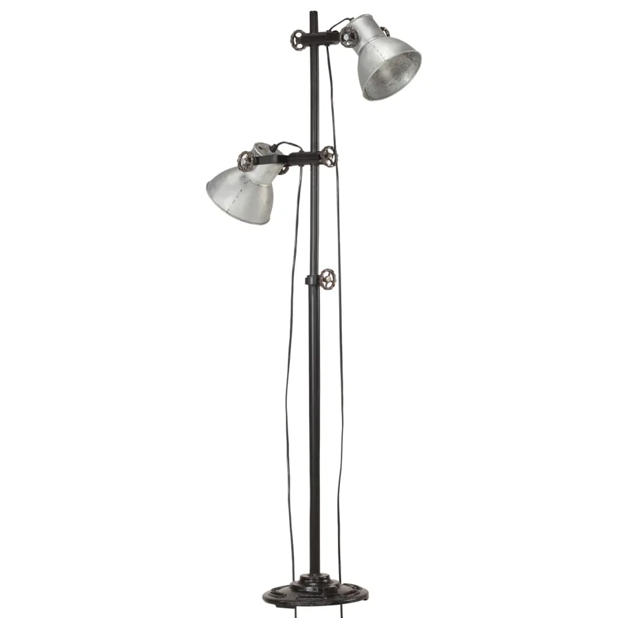 Lampadaire avec 2 abat-jour Argenté E27 Fonte - 2