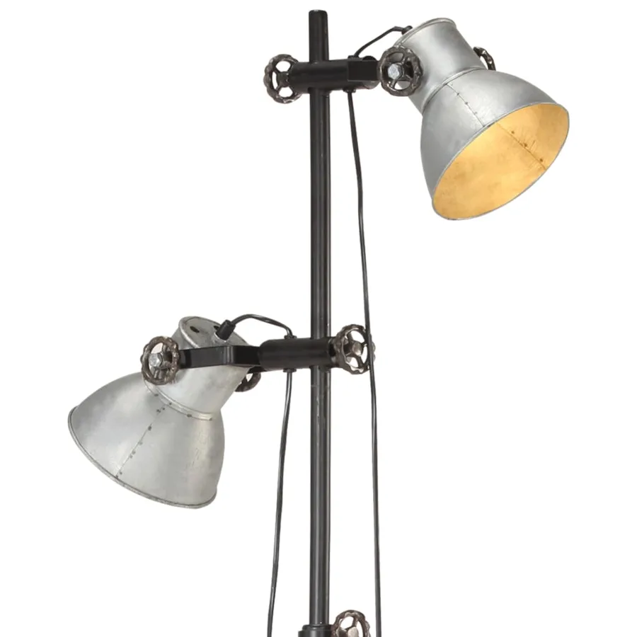 Lampadaire avec 2 abat-jour Argenté E27 Fonte - 5