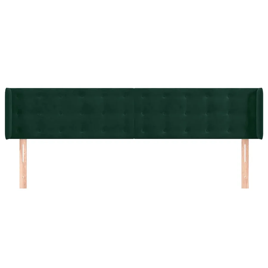 Tête de lit avec oreilles Vert foncé 163x16x78/88 cm Velours - 3