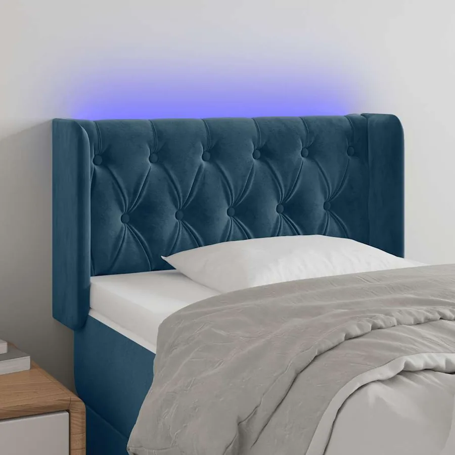 Tête de lit à LED Bleu foncé 83x16x78/88 cm Velours