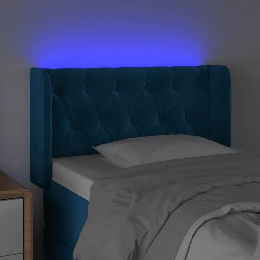 Tête de lit à LED Bleu foncé 83x16x78/88 cm Velours - 4