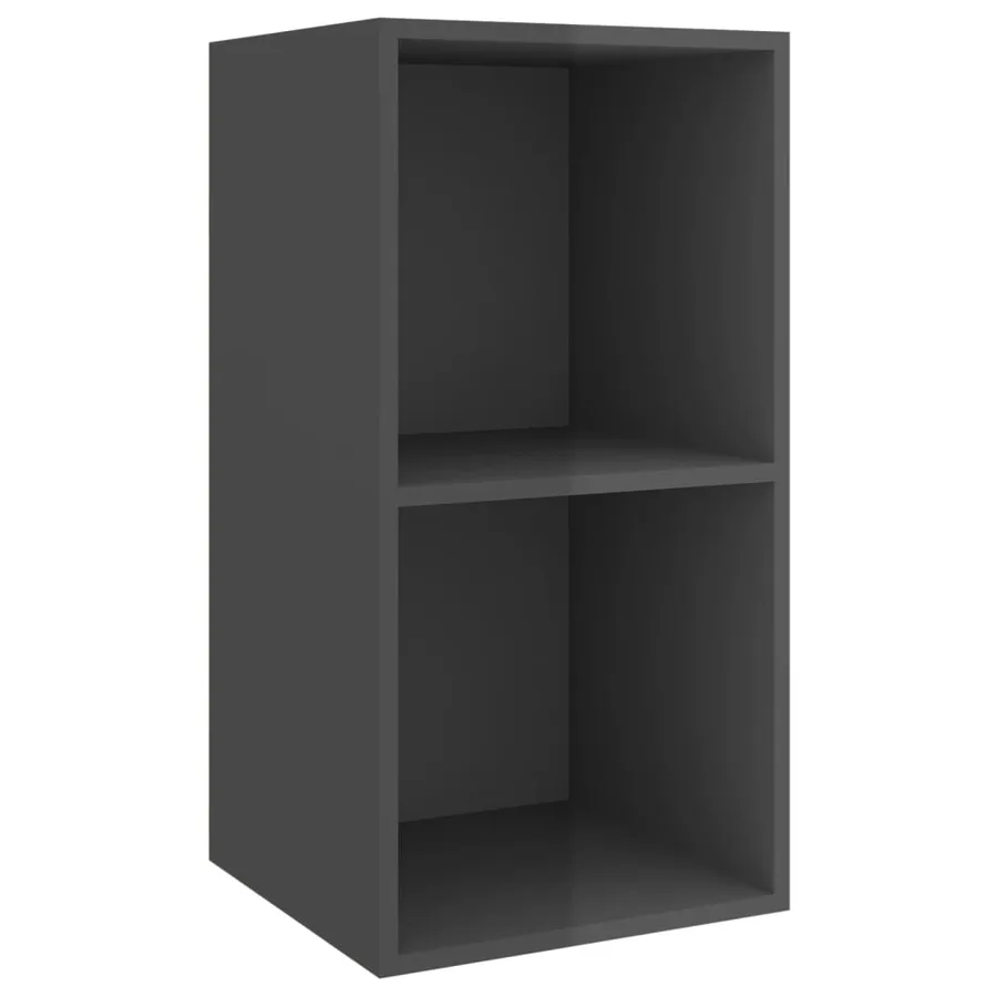 Meubles TV muraux 4 pcs Gris brillant Bois d'ingénierie - 4