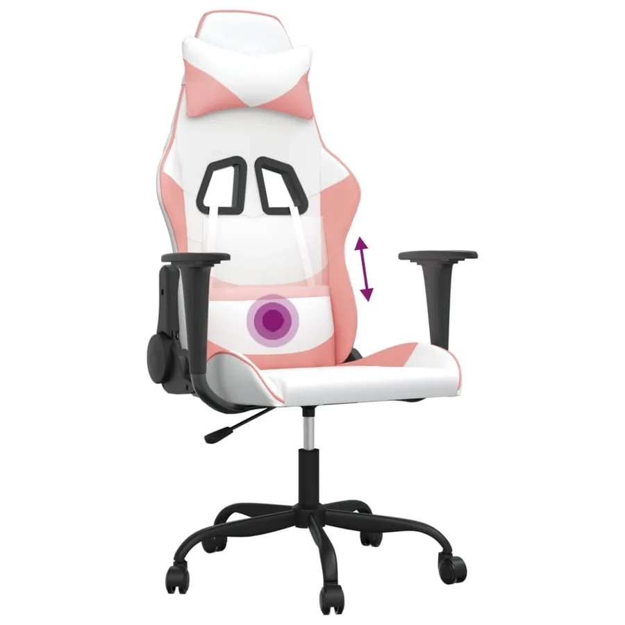 Chaise de jeu de massage Blanc et rose Similicuir - 7