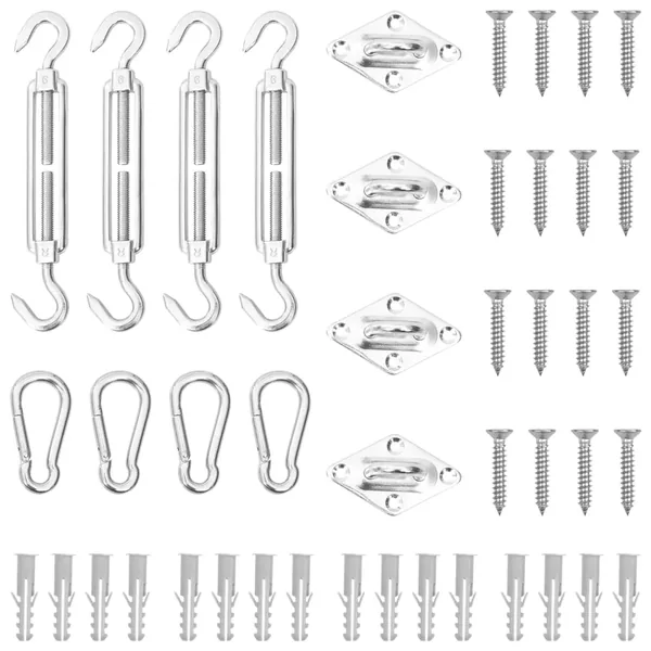 Jeu d'accessoires de voile d'ombrage 12 pcs Acier inoxydable