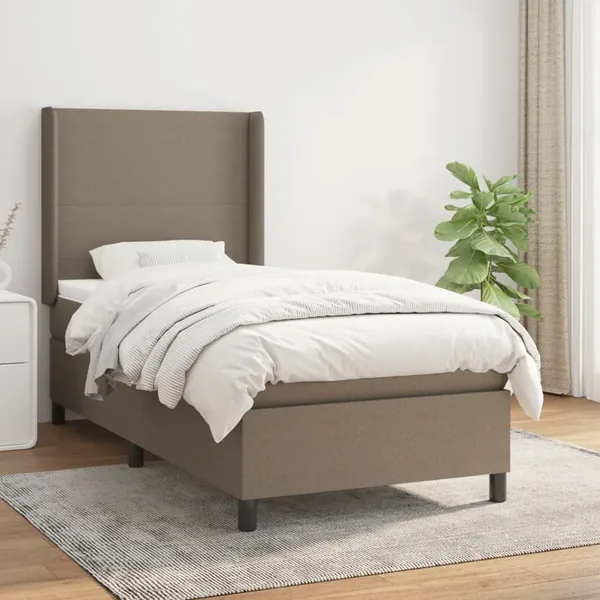 Sommier à lattes de lit avec matelas Taupe 100x200 cm Tissu