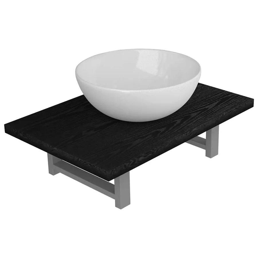 Meuble de salle de bain en deux pièces Céramique Noir - 2