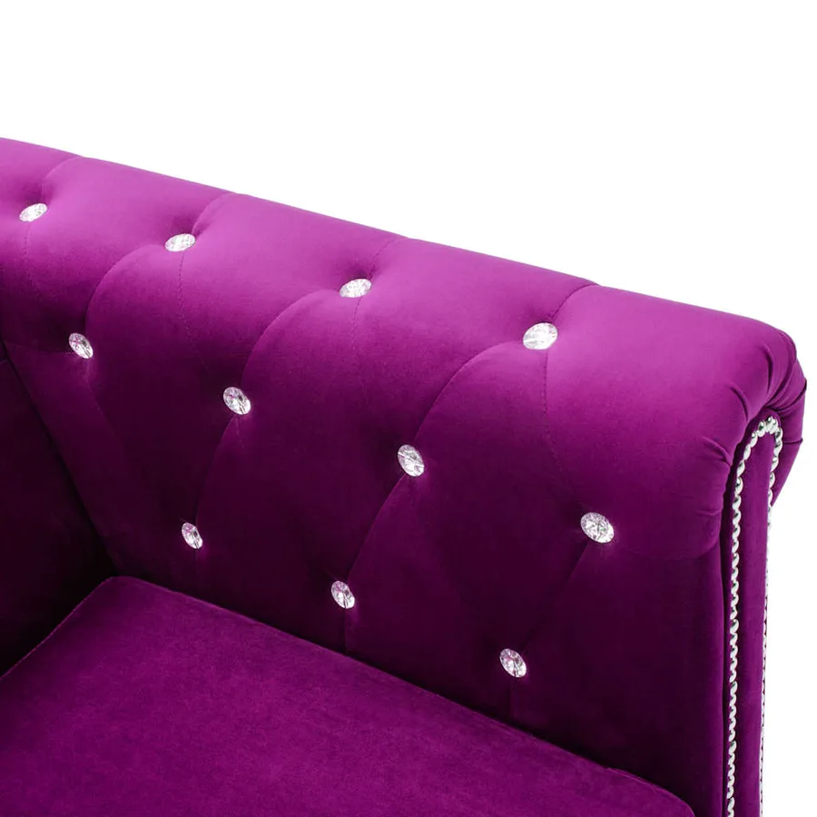 Canapé à 3 places Revêtement en velours 199 x 75 x 72 cm Violet - 7
