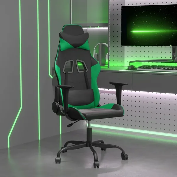 Chaise de jeu Noir et vert Similicuir