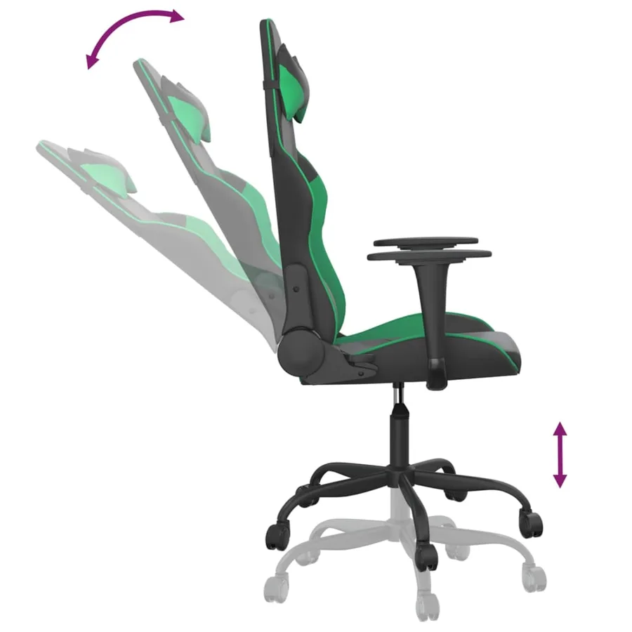 Chaise de jeu Noir et vert Similicuir - 6